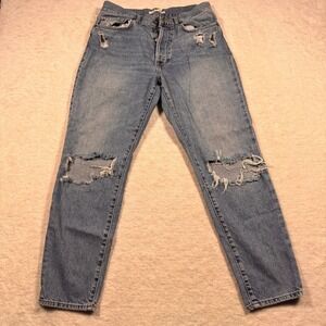 Forever 21 Womens Blue Distressed Ripped Denim Jeans Size 29